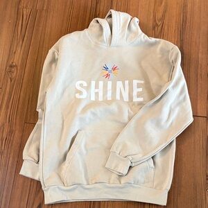 American Apparel Light Beige 'SHINE' Graphic Hooded Sweatshirt